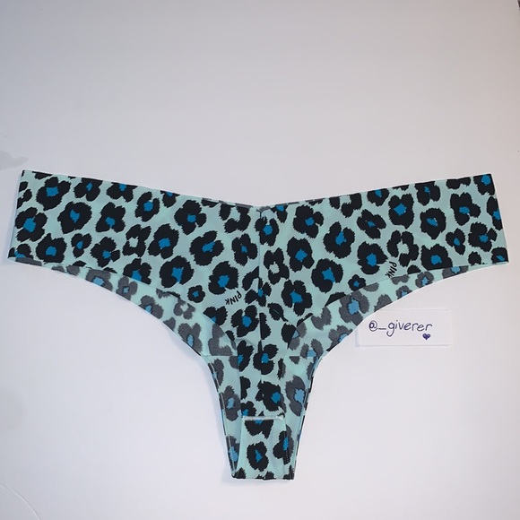 Seamless Blue Leopard Pink Thong Large Victoriaโs - Picture 5 of 15